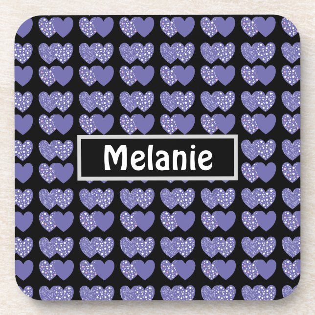 Cute Purple Hearts Coaster (Front)