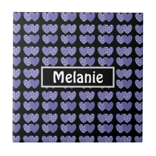 Cute Purple Hearts Tile (Front)