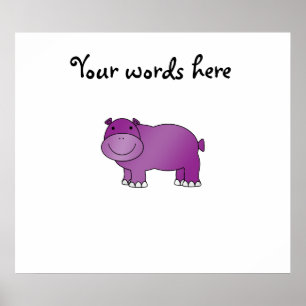 Cute purple hippo poster