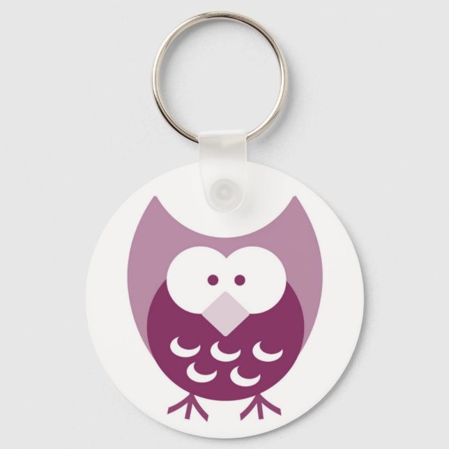 Cute Purple Hootie Keychain (Front)
