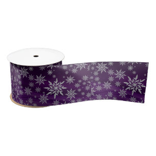 Cute Purple Ice Crystal Snowflakes Christmas Satin Ribbon
