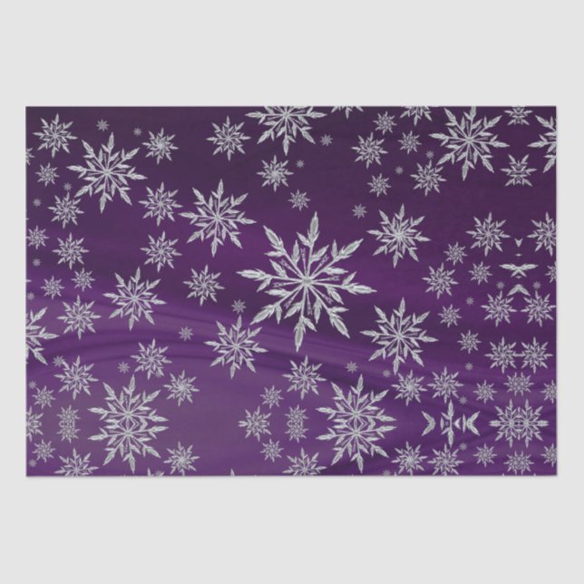 Cute Purple Ice Crystal Snowflakes Christmas  Tissue Paper (Front)