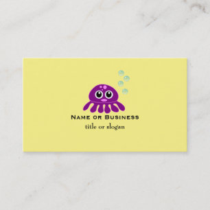 Cute Purple Jellyfish with Blue Water Bubbles Business Card