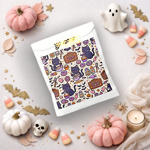 Cute Purple Kawaii Black Cat Baking Halloween Favour Bags