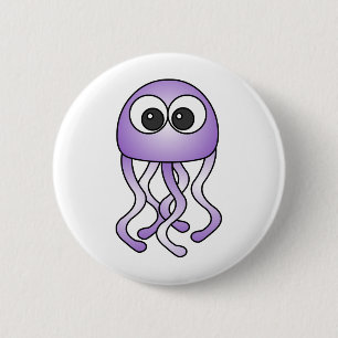 Cute Purple Kawaii Jellyfish Button