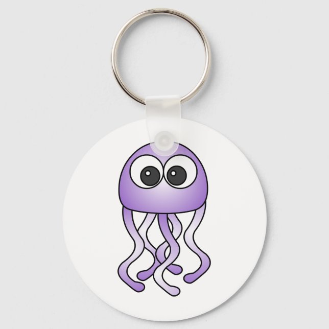 Cute Purple Kawaii Jellyfish Keychain (Front)