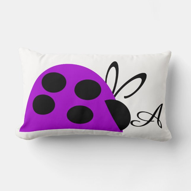 Cute Purple Ladybug Personalised Lumbar Cushion (Front)