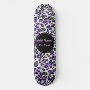 Cute  Purple Leopard Animal Print Personalised Skateboard