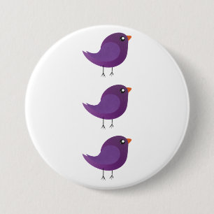 Cute Purple Little Bird Illustration 7.5 Cm Round Badge