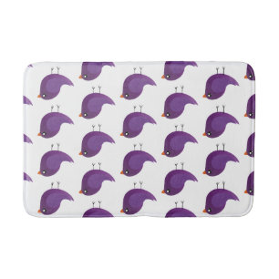 Cute Purple Little Bird Illustration Bath Mat