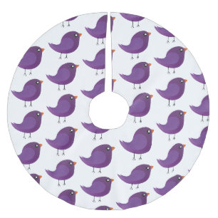 Cute Purple Little Bird Illustration Brushed Polyester Tree Skirt