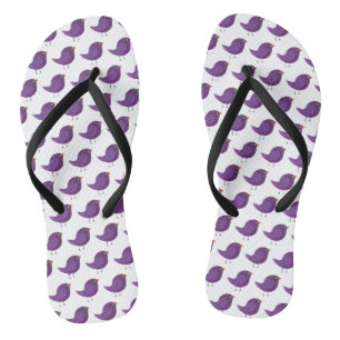 Cute Purple Little Bird Illustration Flip Flops