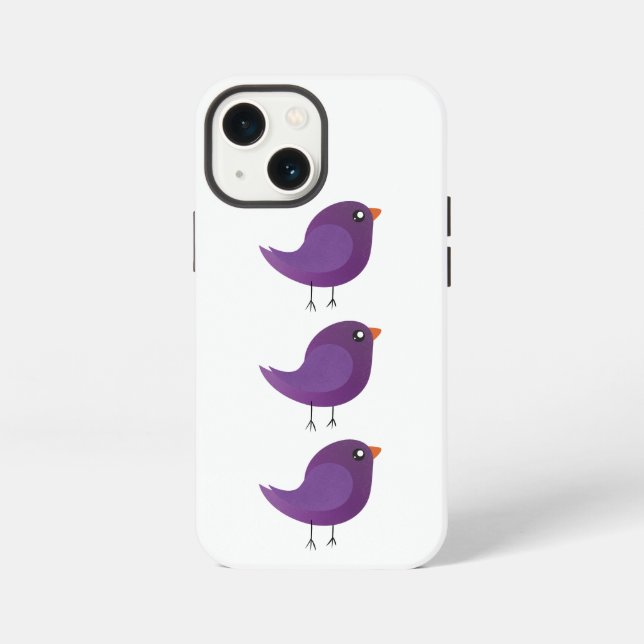 Cute Purple Little Bird Illustration iPhone Case (Back)