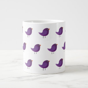 Cute Purple Little Bird Illustration Large Coffee Mug