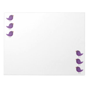 Cute Purple Little Bird Illustration Notepad