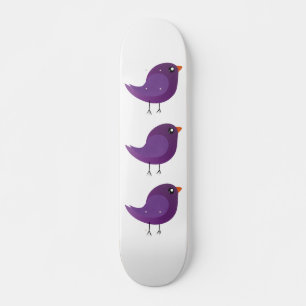 Cute Purple Little Bird Illustration Skateboard