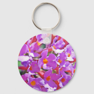 Cute purple little flowers key ring