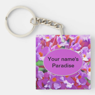 Cute Purple Little Flowers Key Ring