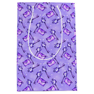 Cute Purple Love Letters & Keys Pattern Gift Bag