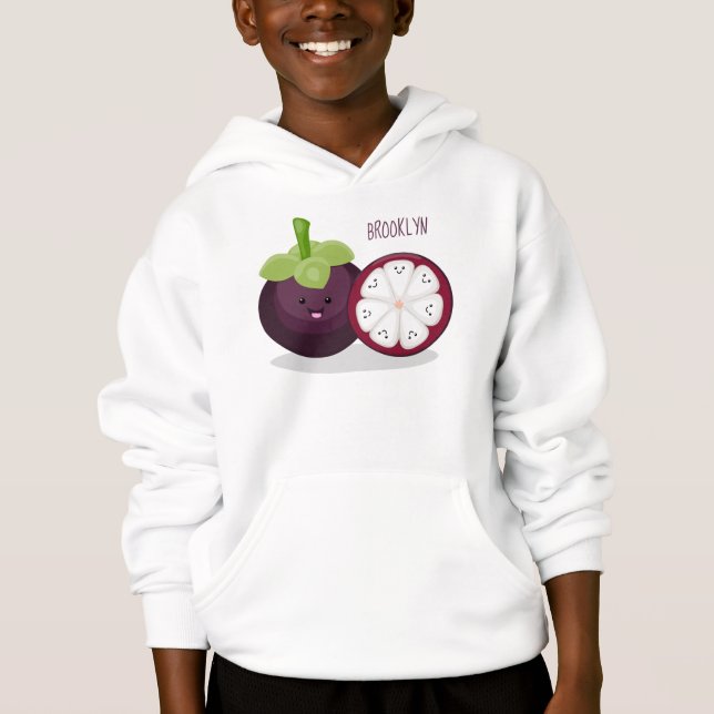 Cute purple mangosteen cartoon illustration (Front)