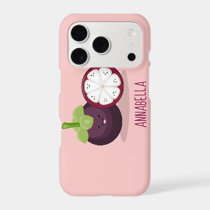 Cute purple mangosteen cartoon illustration
