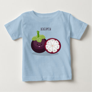 Cute purple mangosteen cartoon illustration baby T-Shirt