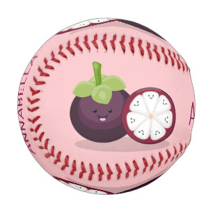 Cute purple mangosteen cartoon illustration baseball