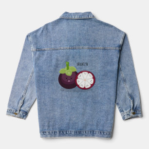 Cute purple mangosteen cartoon illustration denim jacket