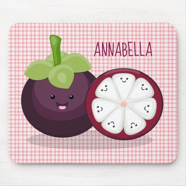 Cute purple mangosteen cartoon illustration mouse mat (Front)