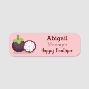Cute purple mangosteen cartoon illustration  name tag