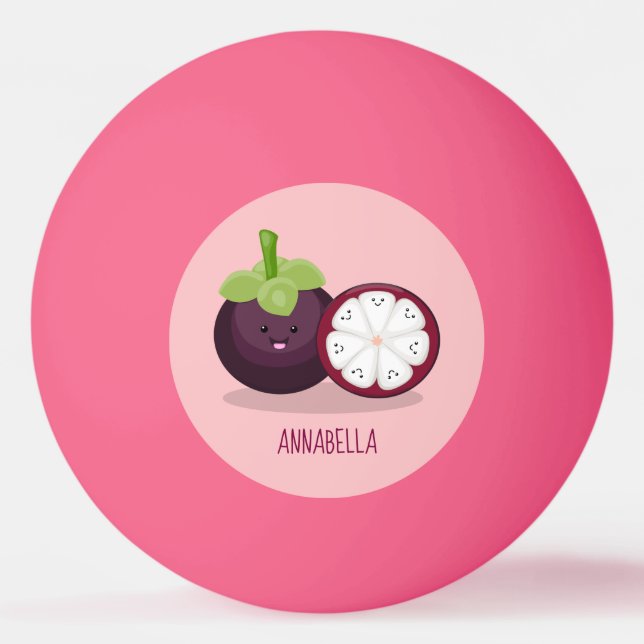 Cute purple mangosteen cartoon illustration ping pong ball (Front)
