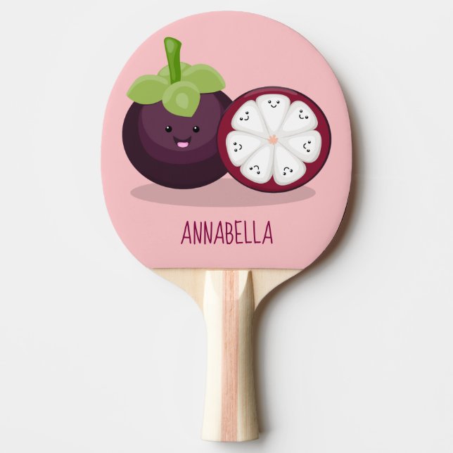 Cute purple mangosteen cartoon illustration ping pong paddle (Front)