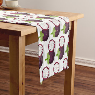 Cute purple mangosteen cartoon illustration short table runner