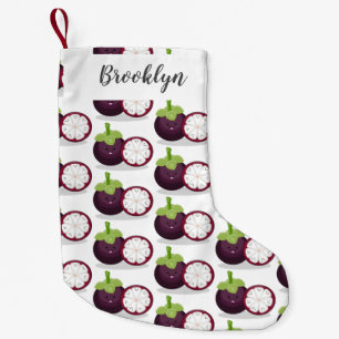Cute purple mangosteen cartoon illustration small christmas stocking