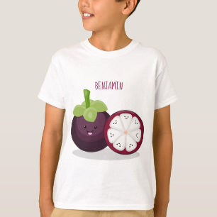 Cute purple mangosteen cartoon illustration T-Shirt