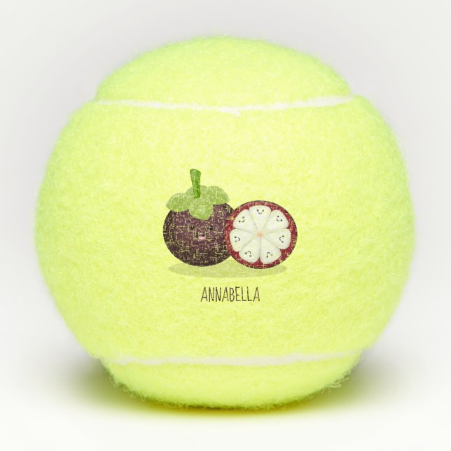 Cute purple mangosteen cartoon illustration tennis balls (Front)