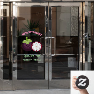 Cute purple mangosteen cartoon illustration window cling