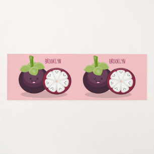 Cute purple mangosteen cartoon illustration yoga mat