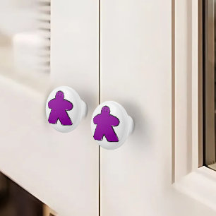 Cute Purple Meeple Board Game Room  Ceramic Knob