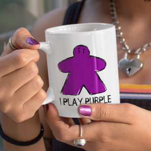 Cute Purple Meeple Drawing Board Game Cup Mug