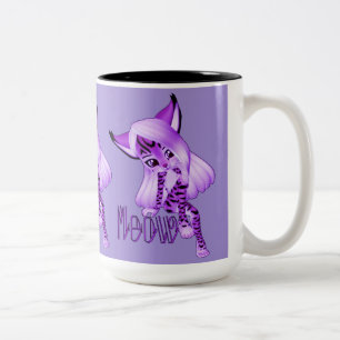 Cute Purple Meow Tiger Cat Coffee Mug