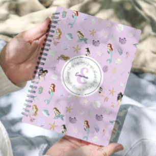 Cute Purple Mermaids Monogram Girls Planner