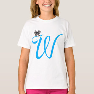 Cute Purple Monogram Letter W Kids’ T-Shirt