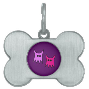 Cute Purple Monster Ghosts Cartoon Pet Tag