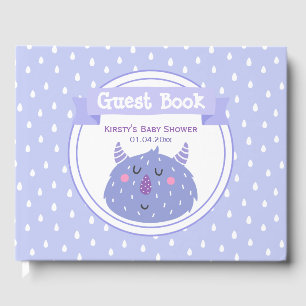 Cute Purple Monster - Lilac Baby Shower Guest Book