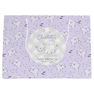 Cute Purple Mum and Baby Ghost Baby Shower Large Gift Bag