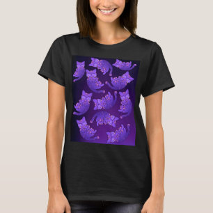 Cute Purple Neon Kitten Group T-Shirt