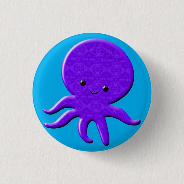 Cute Purple Octopus 3 Cm Round Badge (Front)