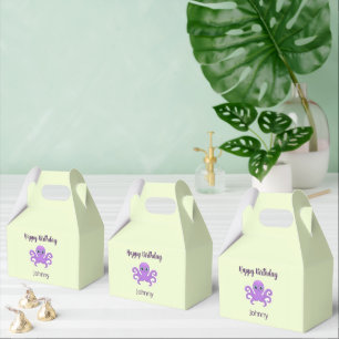 Cute purple octopus green favour box