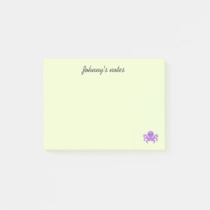 Cute purple octopus green post-it notes